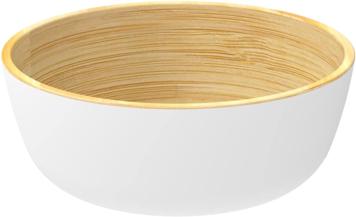 Bamboe kom wit maat L | 22 cm diameter | natuurlijke kommen van bamboe | plasticvrij | fruitschaal | slakom