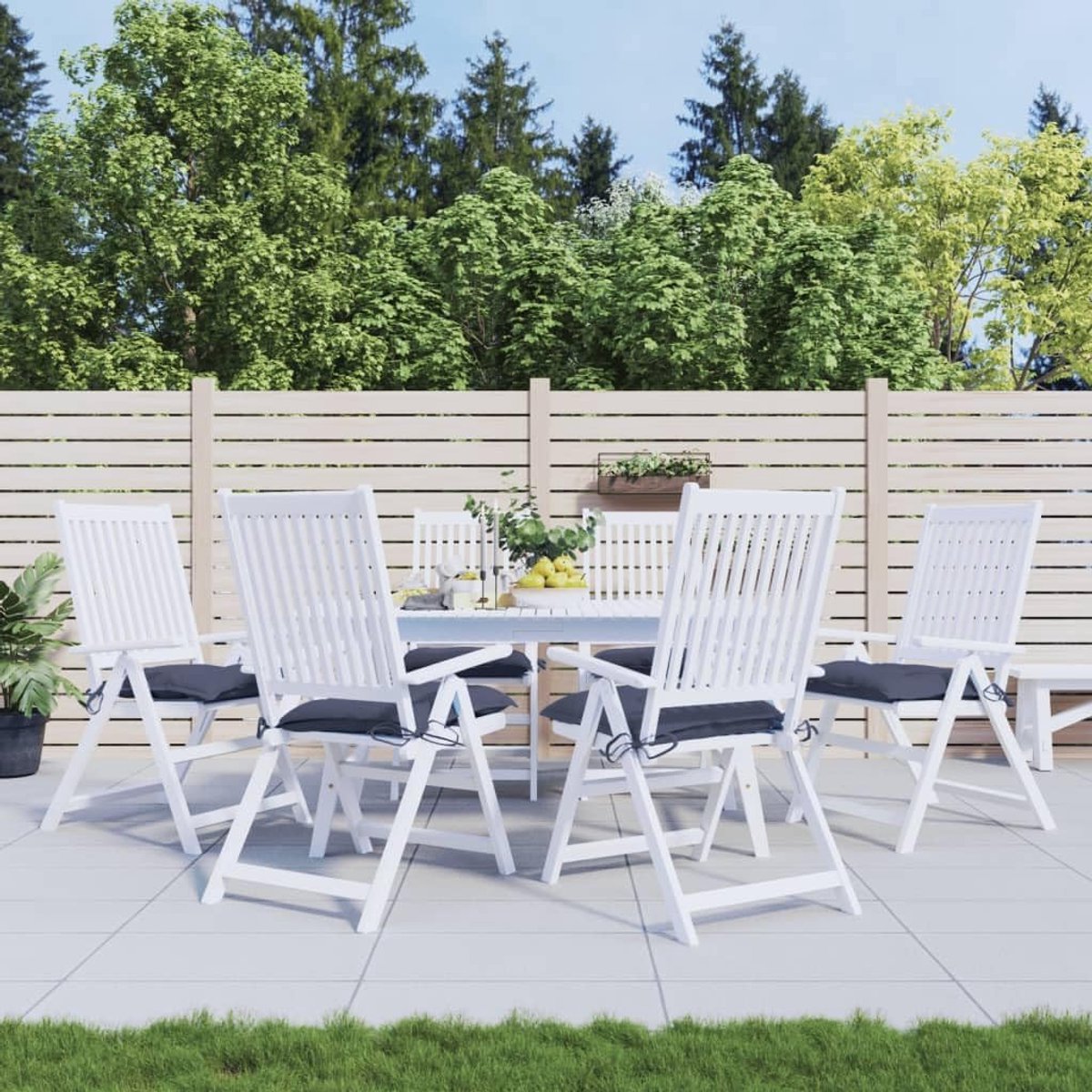 6 stuks marineblauwe stoelkussens, 50 x 50 x 7 cm, van duurzaam Oxford-weefsel met zachte holle vezelvulling voor tuinmeubelen en binnen, antislip