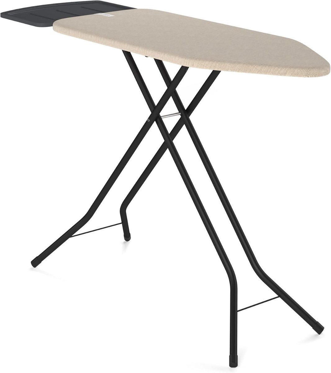 Strijkplank – Extra brede strijkplank voor stoomgenerator – 124x46 cm – Stevig en stabiel – In hoogte verstelbaar – Luxe strijkervaring – Kleur: Beige
