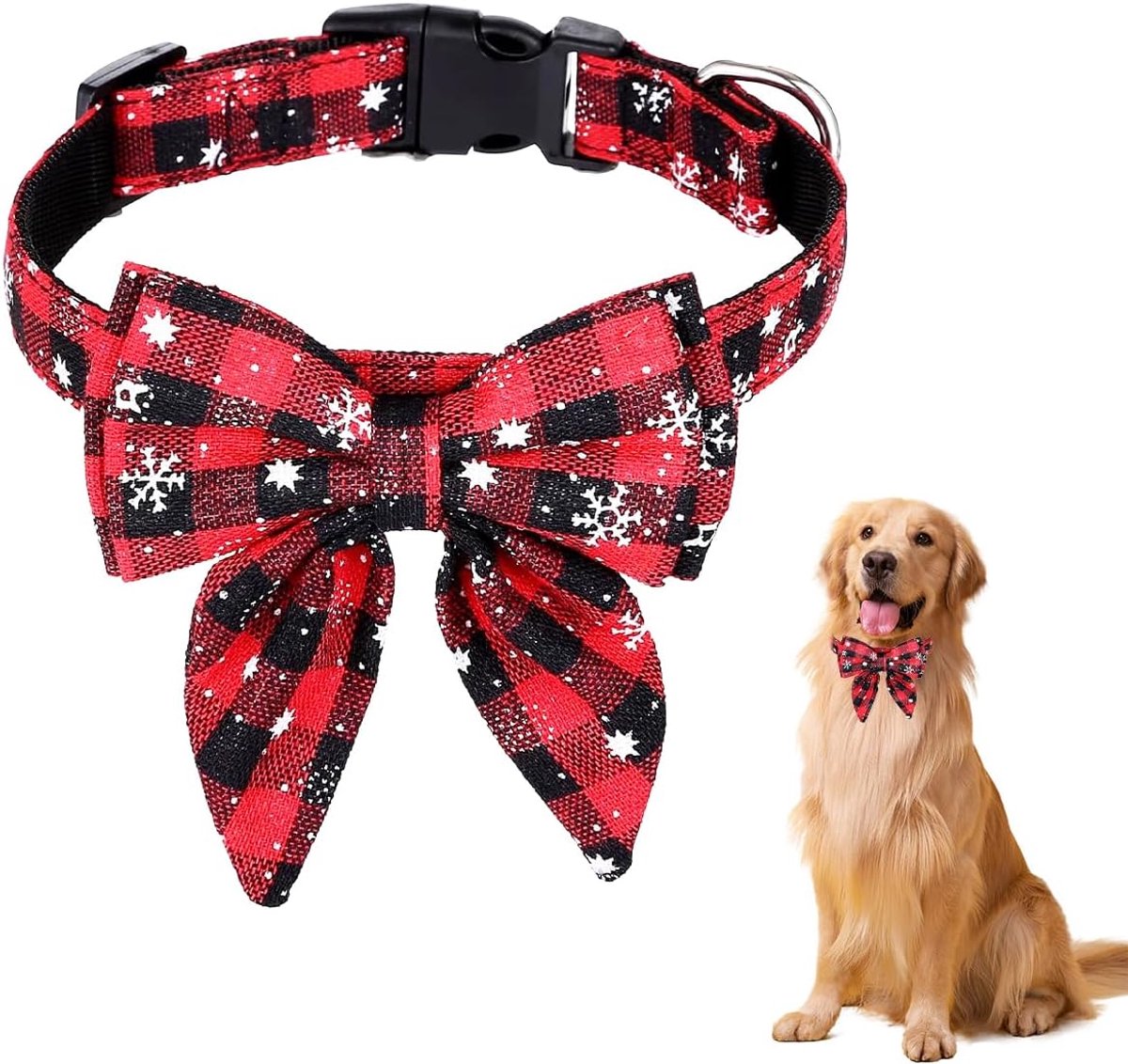 Hondenhalsband voor Kerstmis, 1 stuk, kersthalsband voor honden, vlinderdas hond, schattig ruitpatroon, hondenkerstkostuum, huisdierhalsband voor kleine, middelgrote en grote honden, katten, puppy's