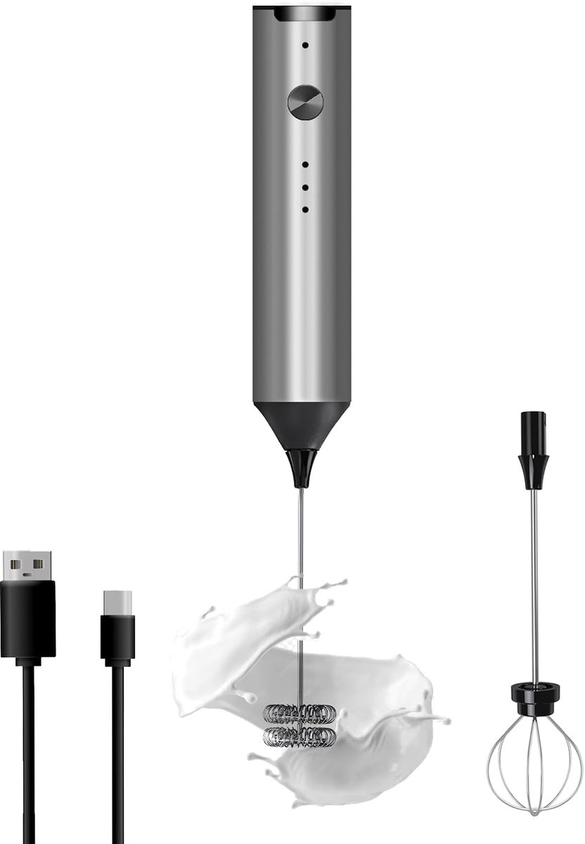 Handzame melkschuimer,oplaadbare elektrische koffiemixer met type C-aansluiting en 2 garde