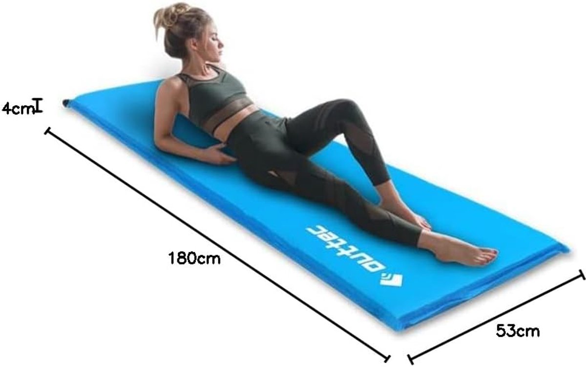 Zelfopblazende isomat, luchtmatras, reismatras, 180 x 53 x 4 cm, ultralicht, waterdicht, voor outdoor, camping en reizen, veldbed, blauw