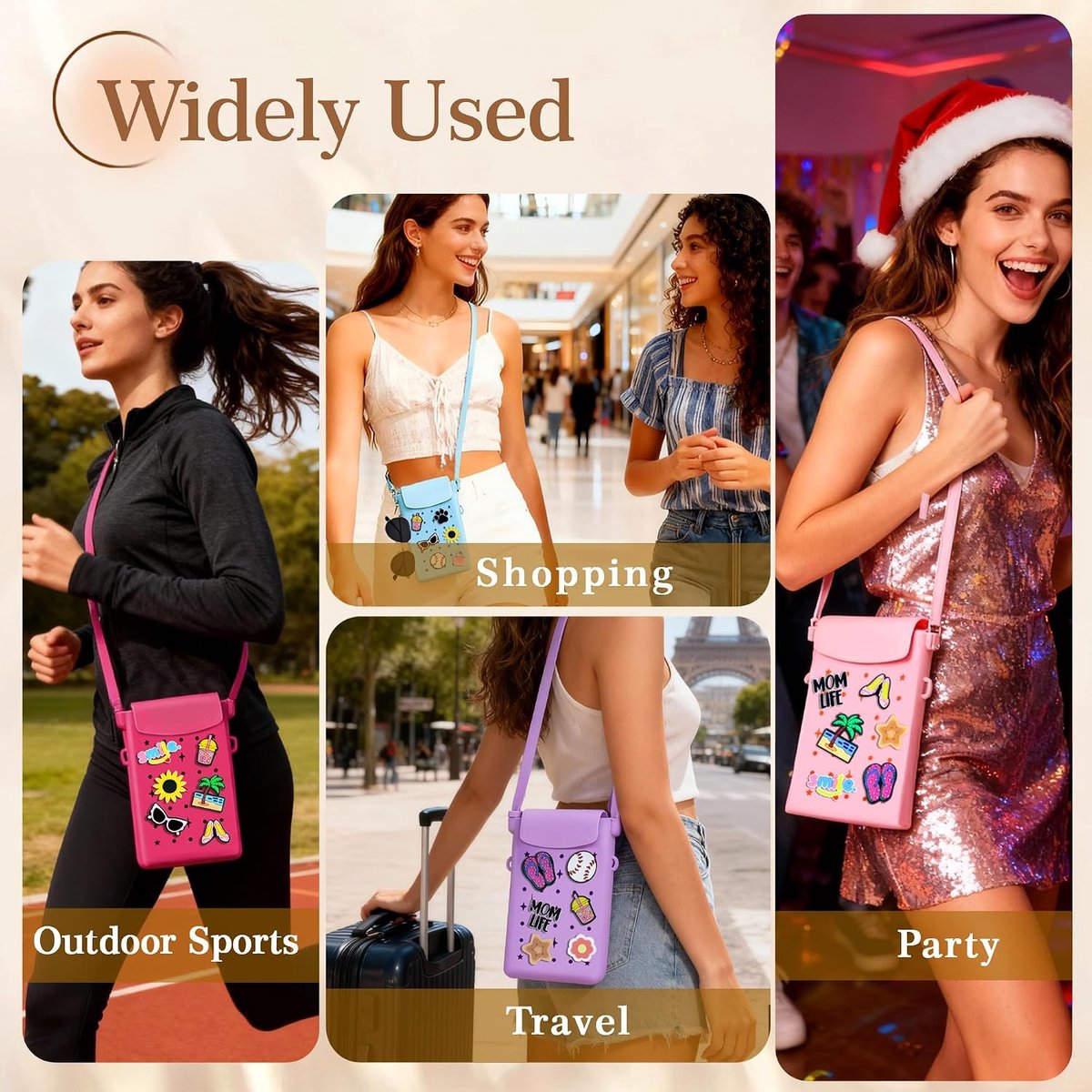 Reizen Kleine Sling Bag Siliconen Crossbody Tassen voor Vrouwen, Blauw, Small, Compact, Modern, Hedendaags
