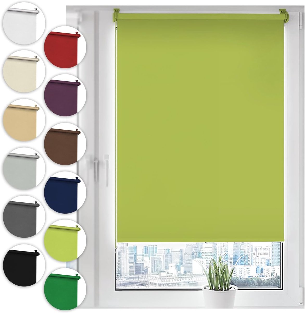 Verduisterend Rolgordijn Zonder Boren 30 x 210 cm Olijfgroente