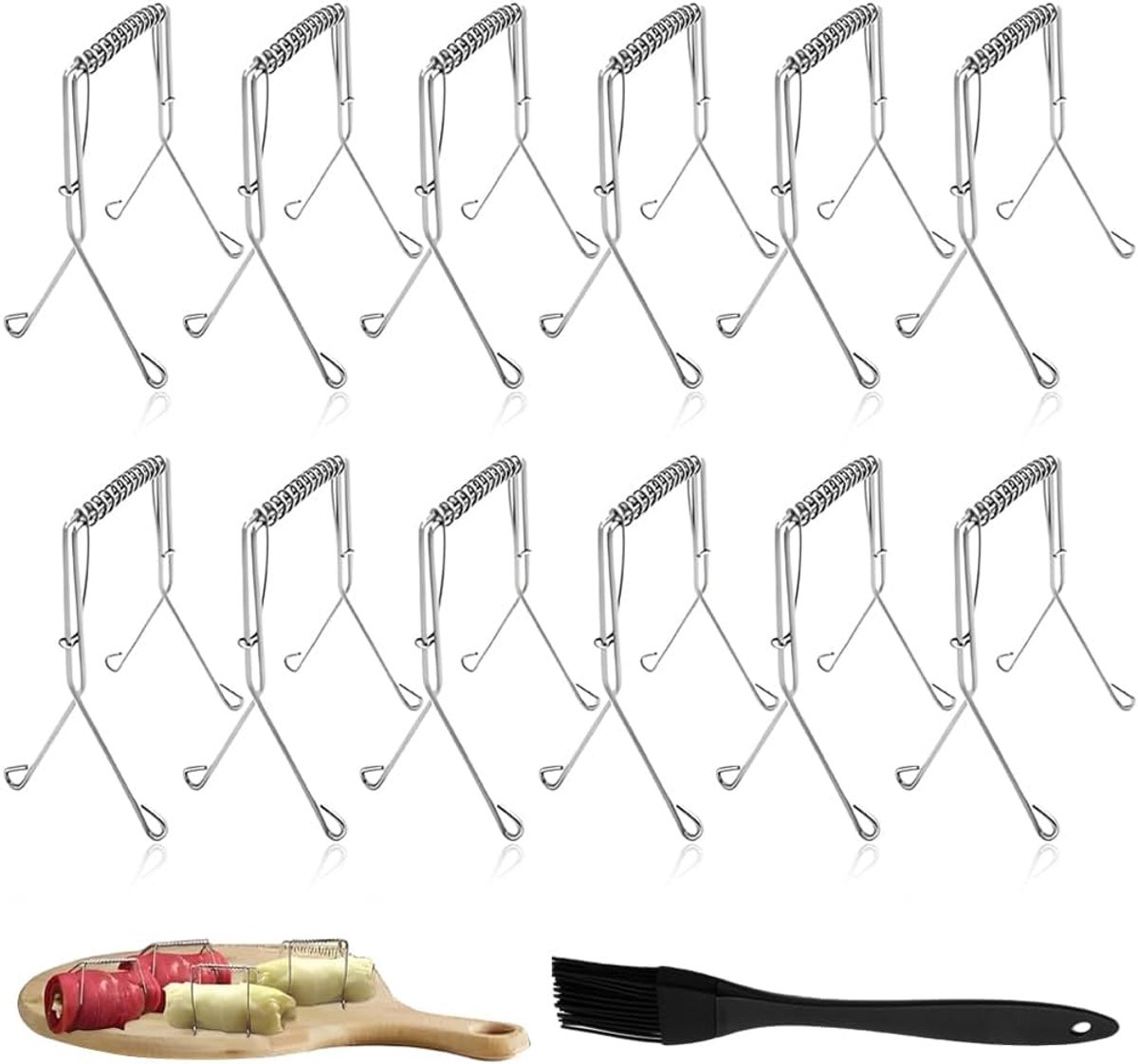 Rouladeklemmen van roestvrij staal, herbruikbaar, 12 stuks rouladerringen, koolrolladeklemmen voor een snelle en eenvoudige productie