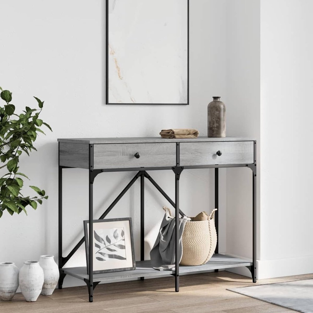 Sonoma Consoletafel, grijs, 100 x 39 x 78,5 cm, technisch hout, ingangsmeubels, eindtafel voor woonkamer, entree, hal, eetkamer
