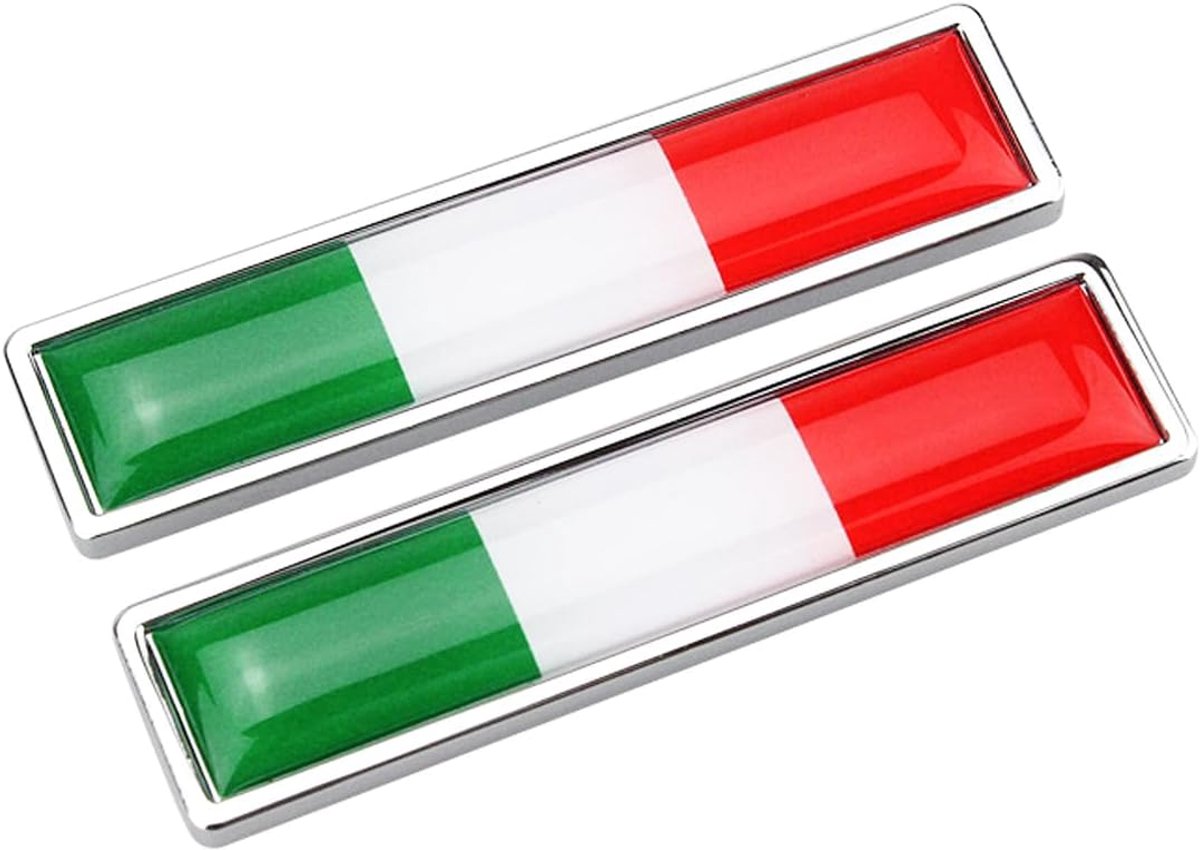 Personalisatie Italiaanse Vlag Metalen Stickers Paar Set 58x14mm Voertuig Decoratie Embleem Badge voor Auto's