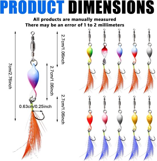 Forel Twister Spoons, 10 Stuks Forel Blinker Spinner Spoons Forel Vissen Set Forel Blinker Aas Forel Vissen Forel Spoon Forel Aas Forel Spoon Forel Aas met Veerhaak — afbeelding 2