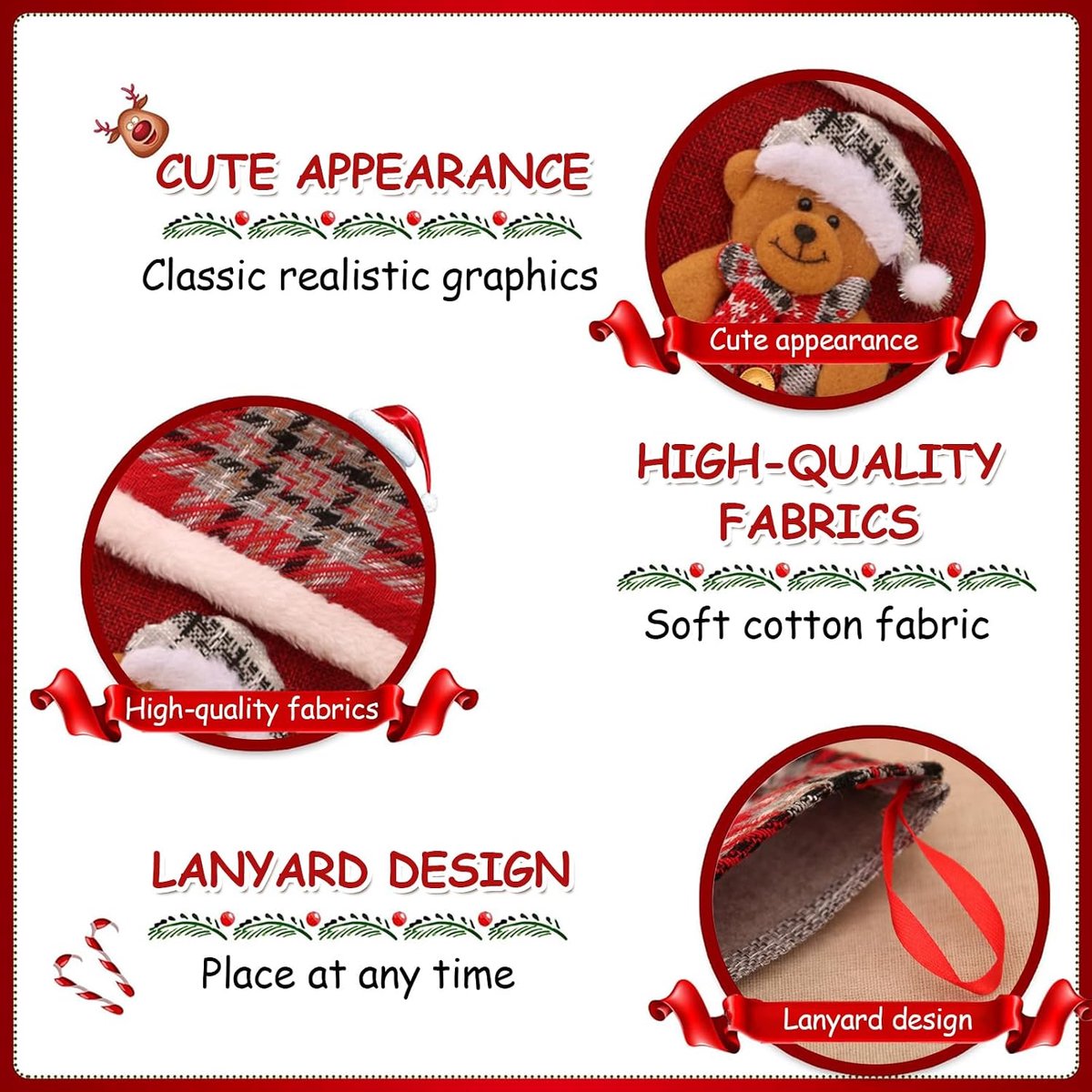 4 stuks kerstsokken, gepersonaliseerde kerstsokken, kerstkousen, kerstmanlaarzen om te vullen en op te hangen, kerstdecoratie, hangende kerstkous, voor Kerstmis, open haard, etalage