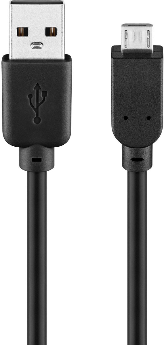 Goobay USB-A naar Micro-B-kabel, 3 m, zwart, 2,5 W, 0,5 A, 480 Mbit/s, USB 2.0
