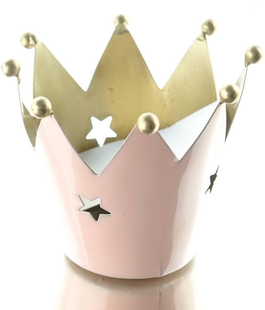 Scheulen kerstdecoratie kroon roze/goud Ø 9 cm - metaal