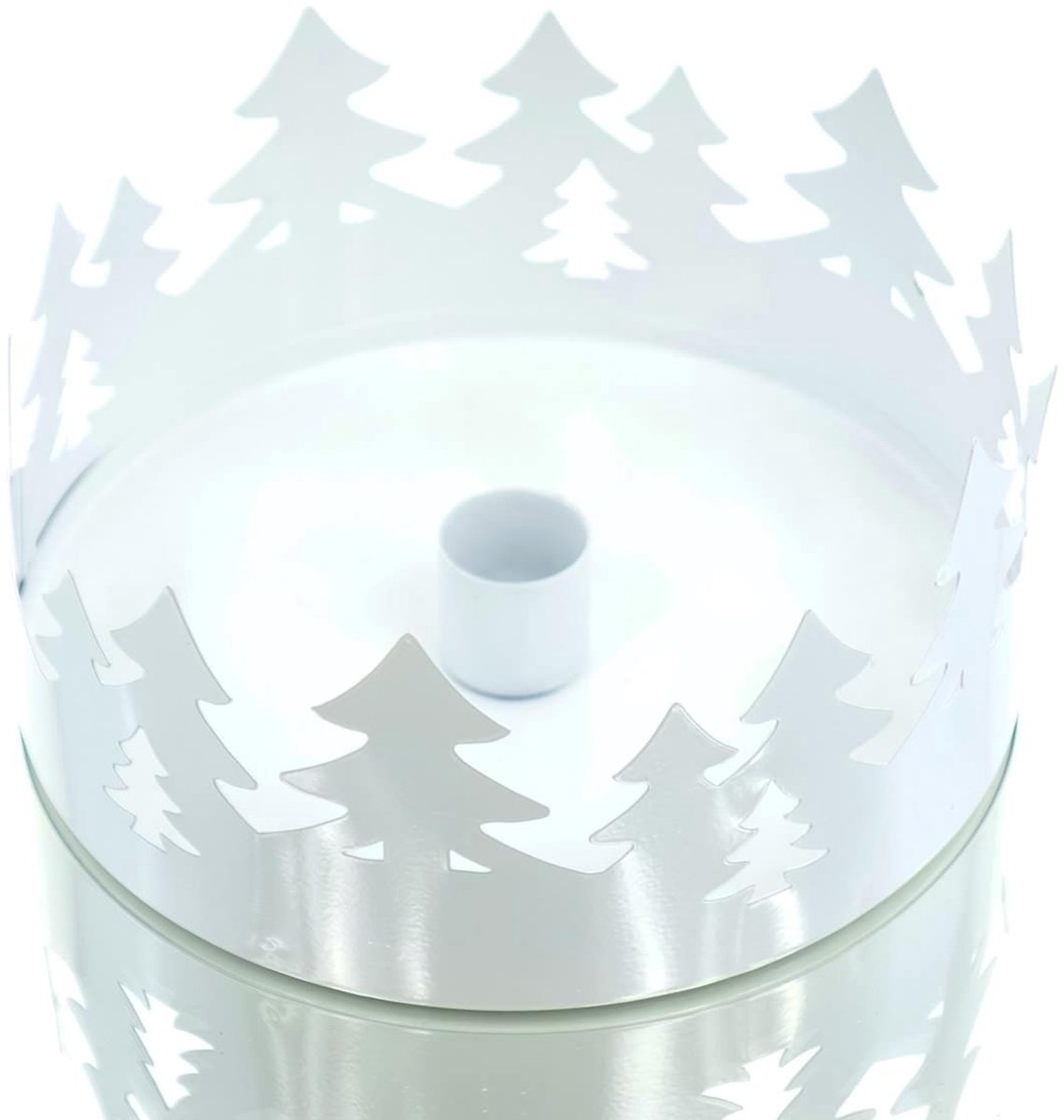 Boltze Kerstkandelaar Ella Bossilhouet Wit O 15 cm - Metaal