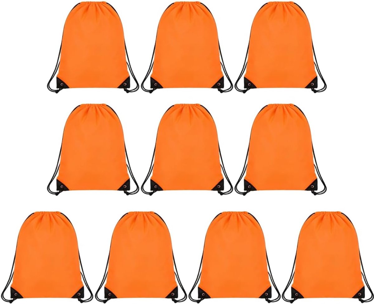 1 Stks Trekkoord Tassen Rugzak, Trekkoord Tas voor Gym, School, Reizen, Picknick, Sport, Strand Opslag voor Meisjes Jongens, Oranje, M, Tassen met trekkoord