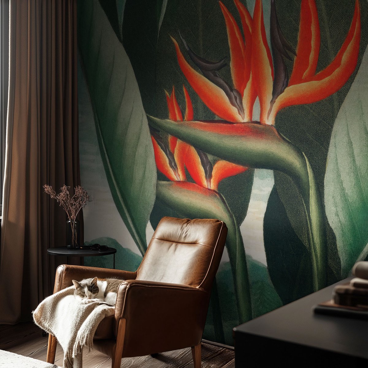 Coloray Vliesbehang - Groente Snellijm Behang - 104x70 cm - Exotische Bloemen Fotobehang Vlies - Hal behang Bloemen En Planten - Muurschildering - Woonkamer behang