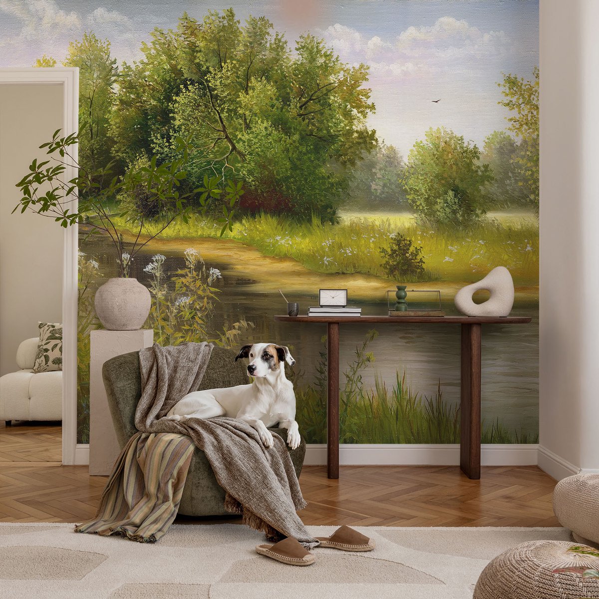 Coloray Vliesbehang - Groente Snellijm Behang - 104x70 cm - Landelijk Landschap Fotobehang Vlies - Woonkamer behang Landschappen - Muurschildering - Hal behang