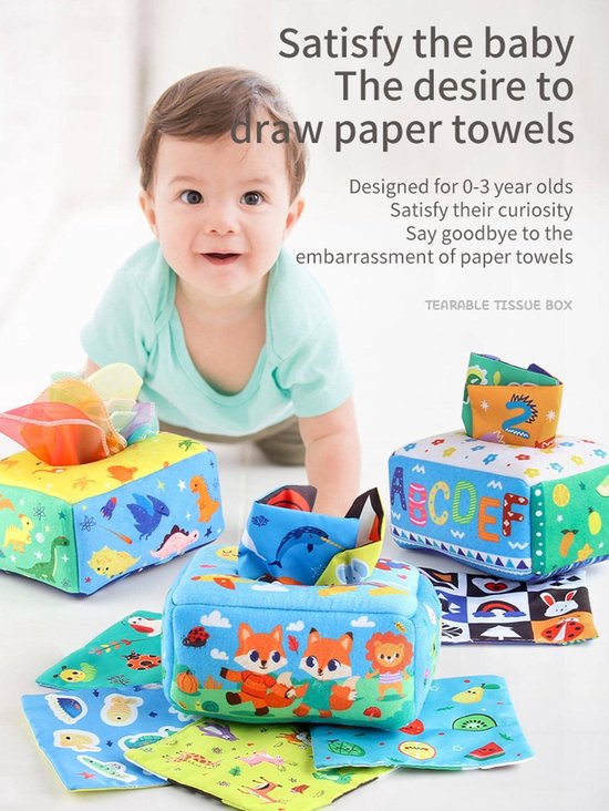Baby Speelgoed 6-12 maanden - Montessori-speelgoed set - Montessori 'magische' zakdoekendoos & stapelbekers - Educatief sensorisch speelgoed voor baby's- Ideaal cadeau voor baby's en verjaardagen — afbeelding 3