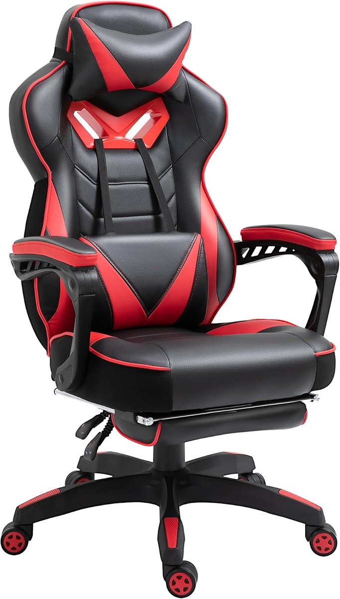 Ergonomische bureaustoel 65x70x118,5-128,5 cm zwart+rood