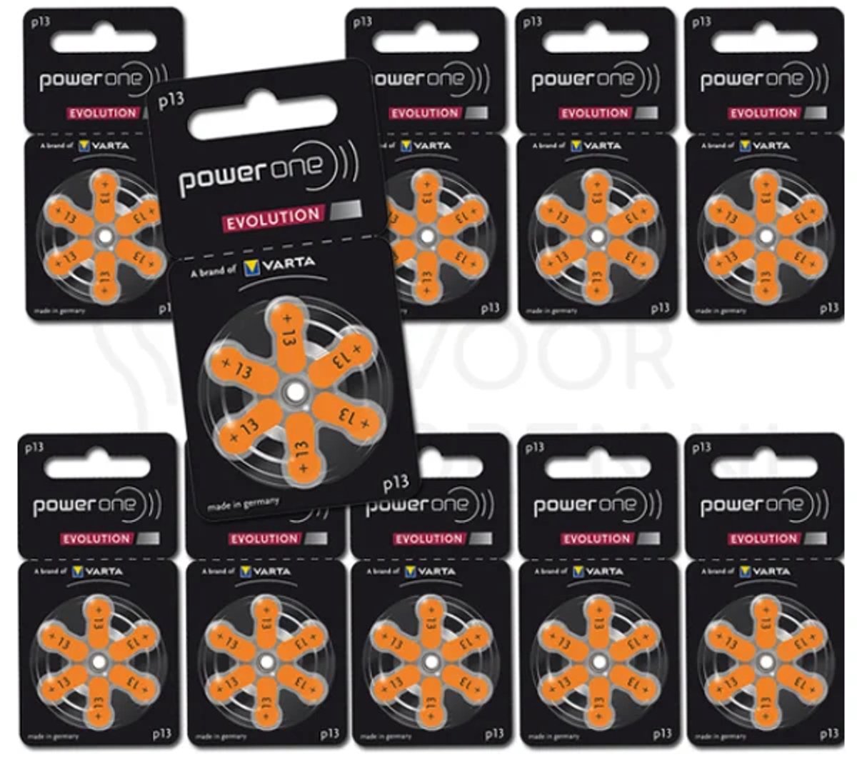 Power One - Evolution - 13 Batterij - Oranje - 10 blisters - Voordeelpakket - Hoortoestelbatterij