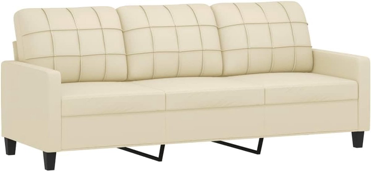 3-zitsbank, crème, 180 cm, kunstleer, woonkamerbank, kantoorbank, slaapkamerbank, loungebank voor woonkamer, slaapkamer, logeerkamer