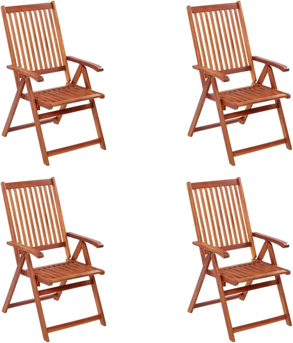 Tuinstoelen, 4 stuks, massief acaciahout, verstelbaar in 5 posities, oliebehandeld oppervlak, ruimtebesparend, voor tuin, terras, erf