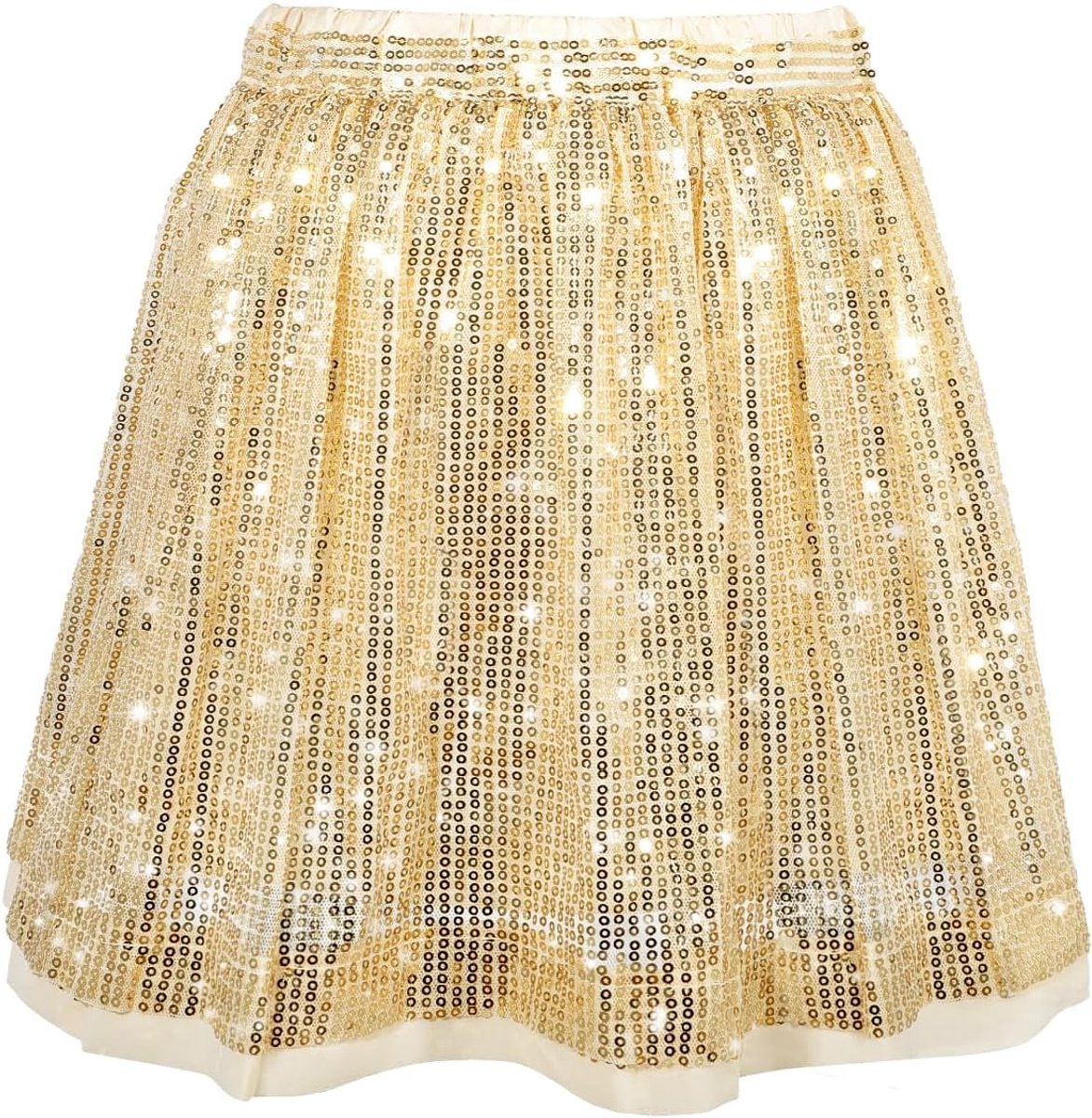 Paillettenrok voor meisjes, glanzend, met elastische taille, prinsessenrok met glitter voor feestjes