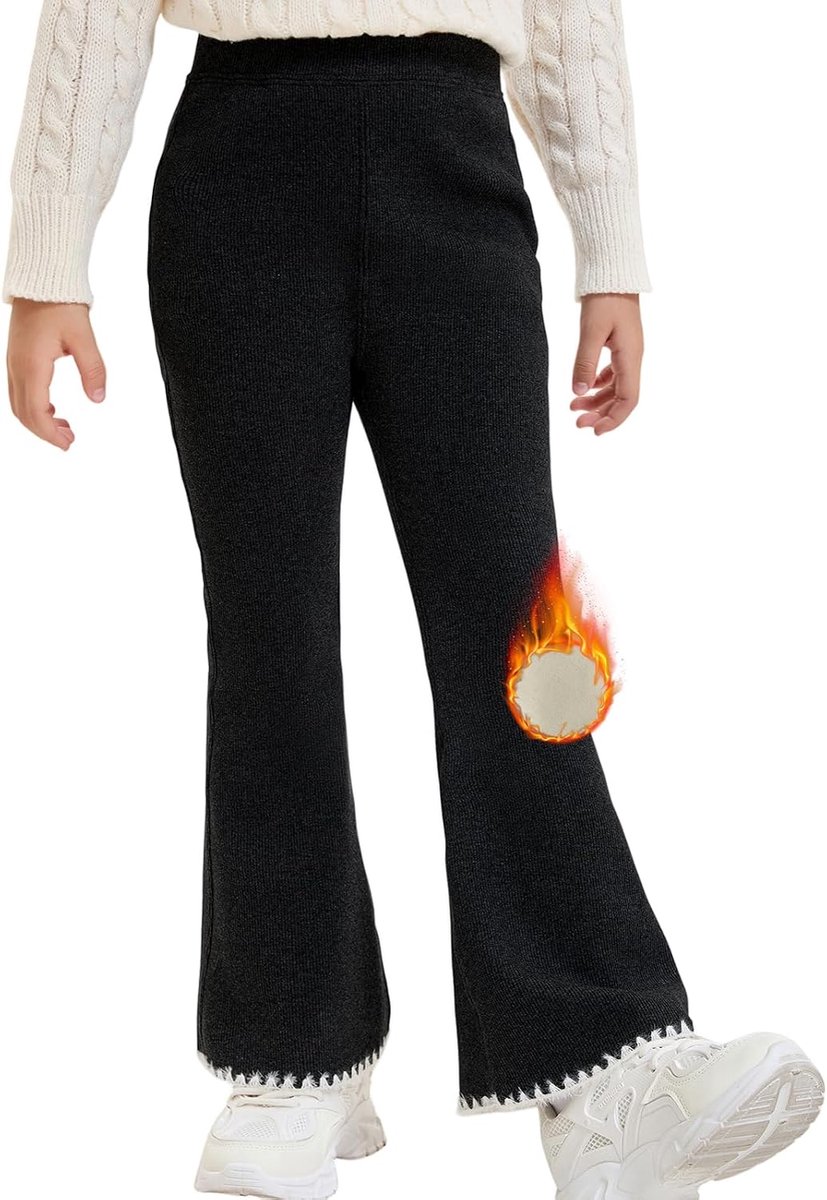 Leggings voor meisjes, fleece gevoerde leggings voor kinderen, winterbroek, flared, warme katoenen legging