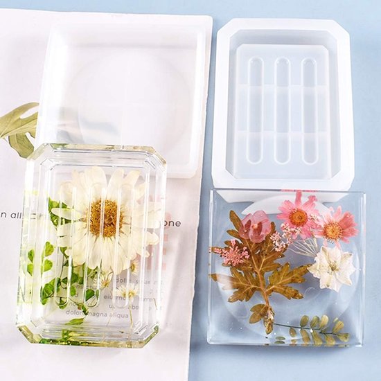 Mallen Soap Dish Resin Mold Dienblad Siliconen Mal Schotel Epoxy Gietvorm voor Opslag Sponzen Oorbel Houder Plaat — afbeelding 3