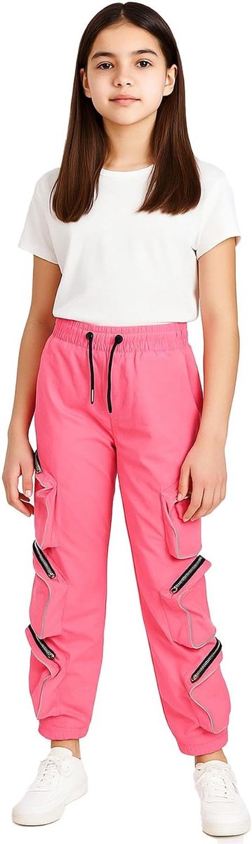 4 Kids Meisjes Cargo Broek Elastische Taille Trekkoord Casual Broek Broek Joggers Sport Yoga Aantrek Comfortabel Ademend Buiten Actieve Draag Broek 3-14 Jaar