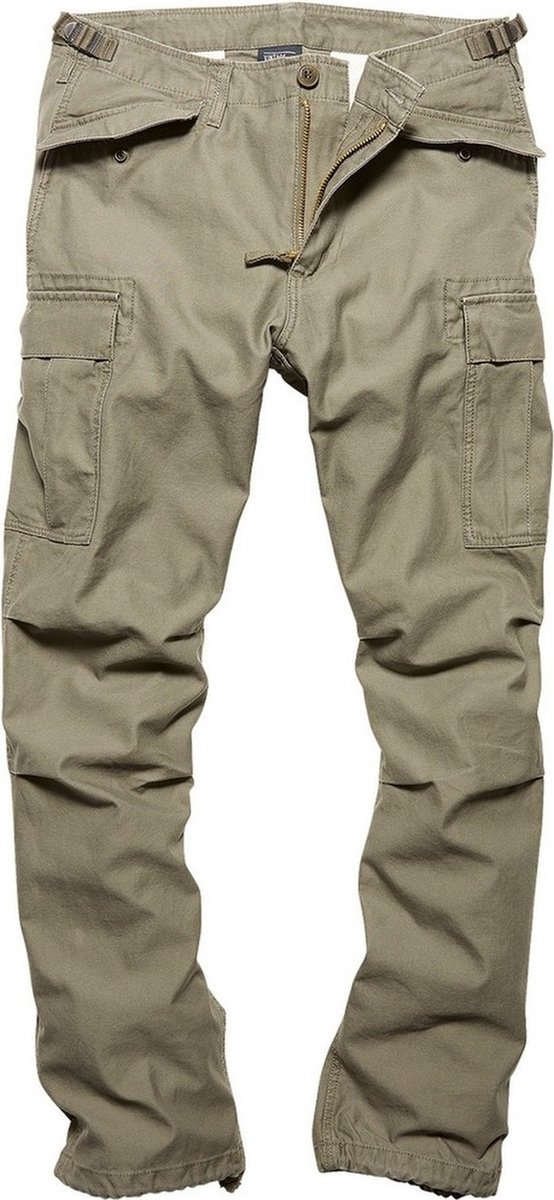 Vintage Industries M65-heavy satin pantalon Groen