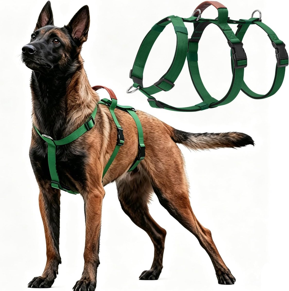 Anti-trektuigje voor honden, anti-trektuigje met controle, harnas met stap in design, ademend en gevoerd, voor ontspannen wandelen, voor honden van elke maat (groen, XL)