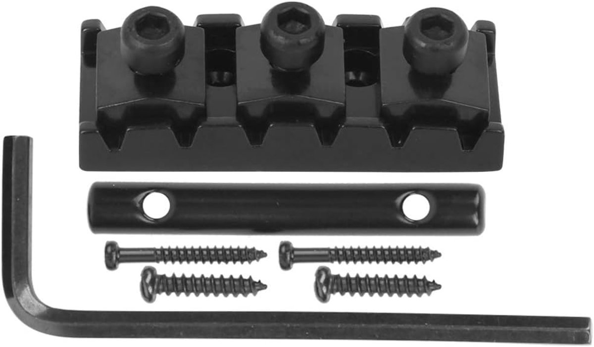 Borgmoer snaarslot voor Floyd Rose dubbele vergrendeling tremolo systeem brug elektrische gitaar vervanging (zwart (GE99))