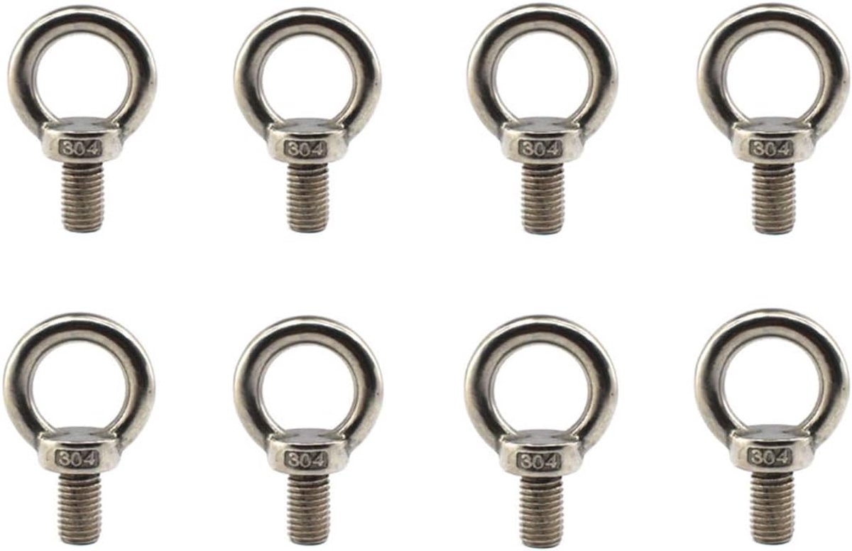 304 RVS M8 Lifting Rigging Eyebolt Ring gevormd met verlengde draad (30mm) Pack van 8 stuks