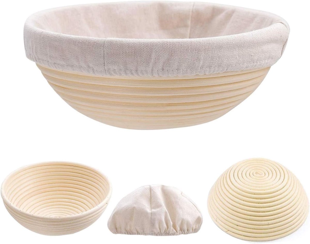 Rond, 20 x 8 cm, Ø 20 cm, brood deegmand, vorm rijsmand, mand van natuurlijke rieten voor zelfgemaakt brood voor professionele en huiselijke bakkers, broodbakken