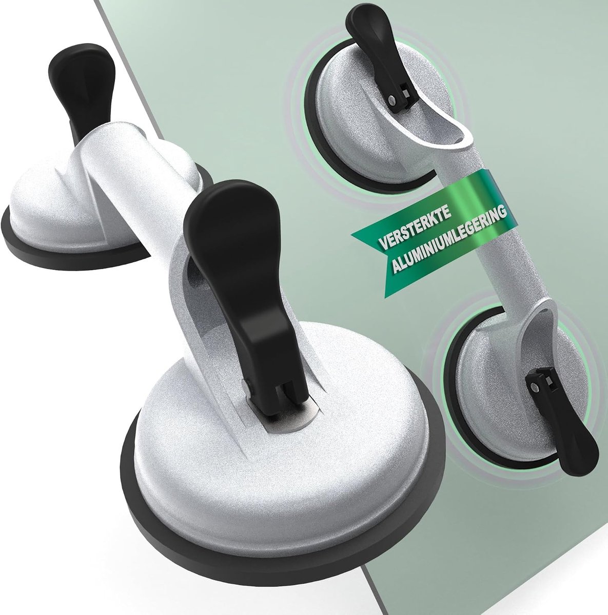 2 stuks tegel/glas zuignap | aluminium zuigheffers | tegels zuiglifters | glas zuig vacuüm lifter | max. 110kg met 2 zuignappen | lichte plaatheffers (aluminiumlegering)