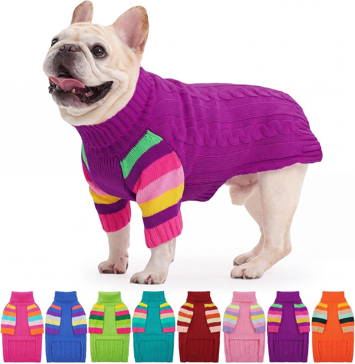Truien voor honden meisjes jongens, coltrui winter hondenvest, kersthondenoutfits, huisdier sweatshirt kleding gebreide kleding, Frenchie, Beagle, Boston Terriër
