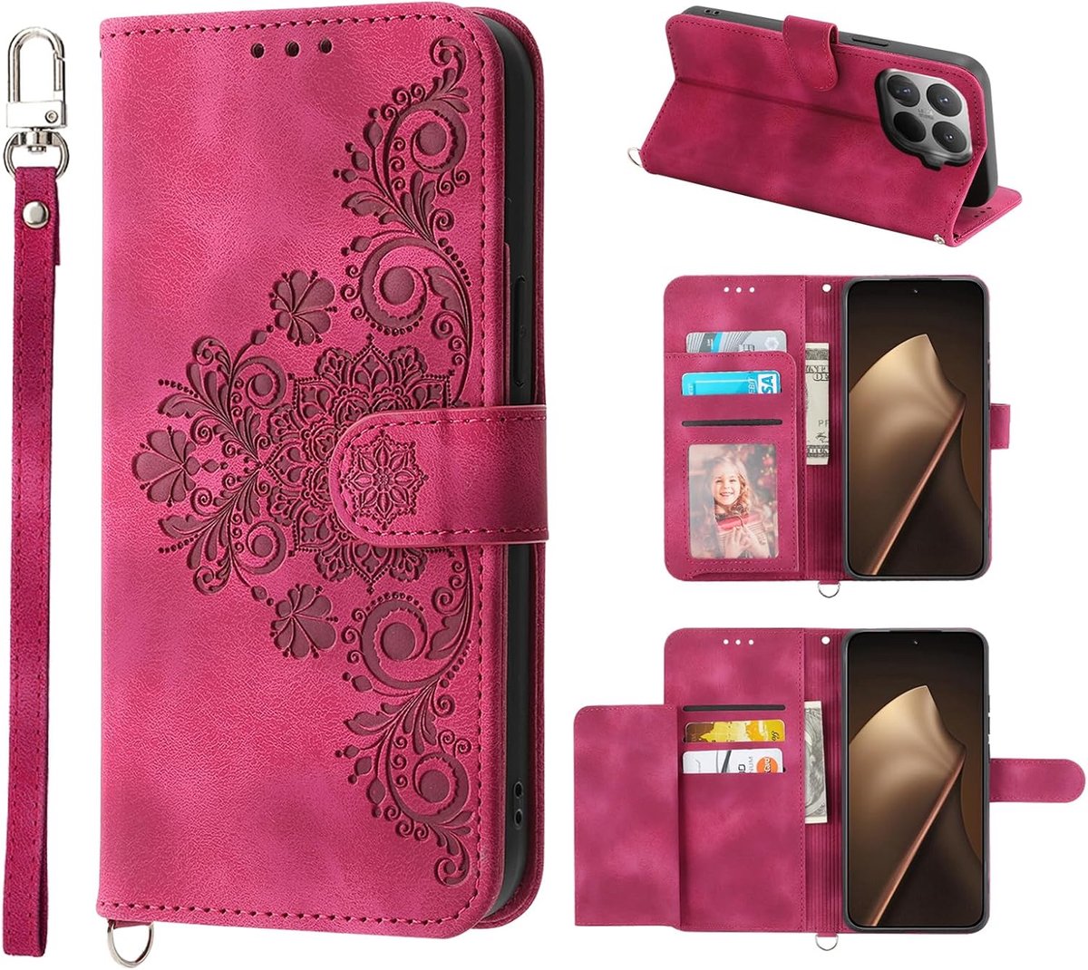 Hoes voor mobiele telefoon voor Xiaomi 15T Pro 2025, premium PU-leren klaphoes, standaardfunctie, kaartvakjes, magneetsluiting, portemonnee, stootvaste beschermhoes, inklapbare flip case voor