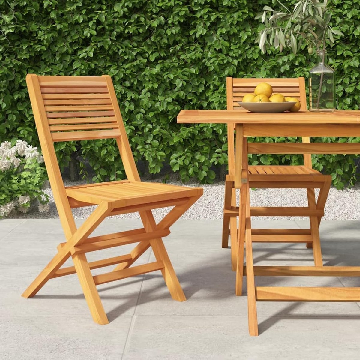 Inklapbare tuinstoelen, 2 stuks, 47 x 62 x 90 cm, massief hout, teakhout, stoelen, eetkamerstoelen, tuinstoelen, tuinstoelen, tuinstoelen, buitenstoelen, J362761