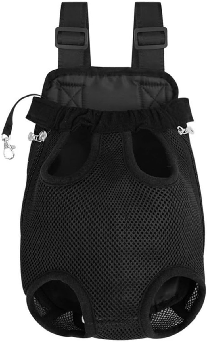Hondendrager zwart 2-16 lb - verstelbare borstdrager - ademend materiaal - handsfree backpack - ServiceTopper