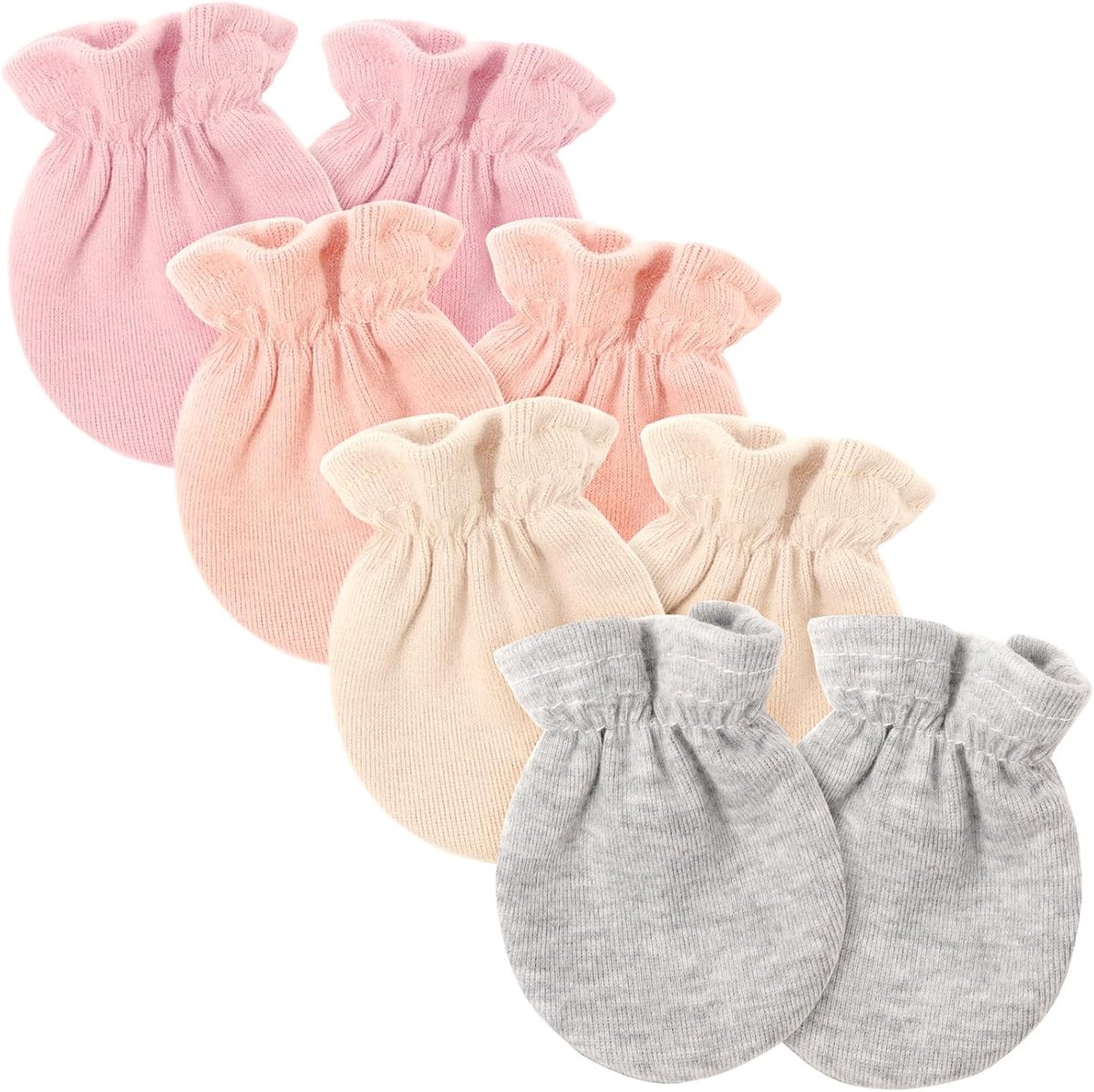 Dailygoods- Wanten Baby - 4 Paar Katoenen Wanten - Organisch Gecertificeerd Katoen - Zacht en Comfortabel - Elastische Pols - Voor 0-6 Maanden - Babyh