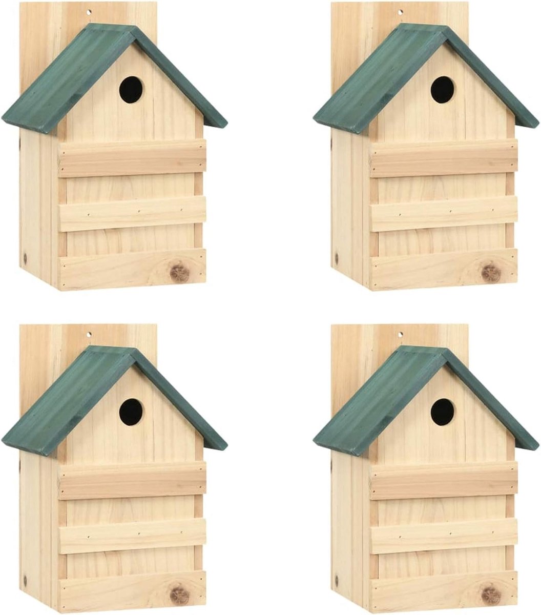 4 stuks vogelvoederhuisje, vogelvoederhuis, dennenhout vogelnestkast, 23 x 19 x 33 cm