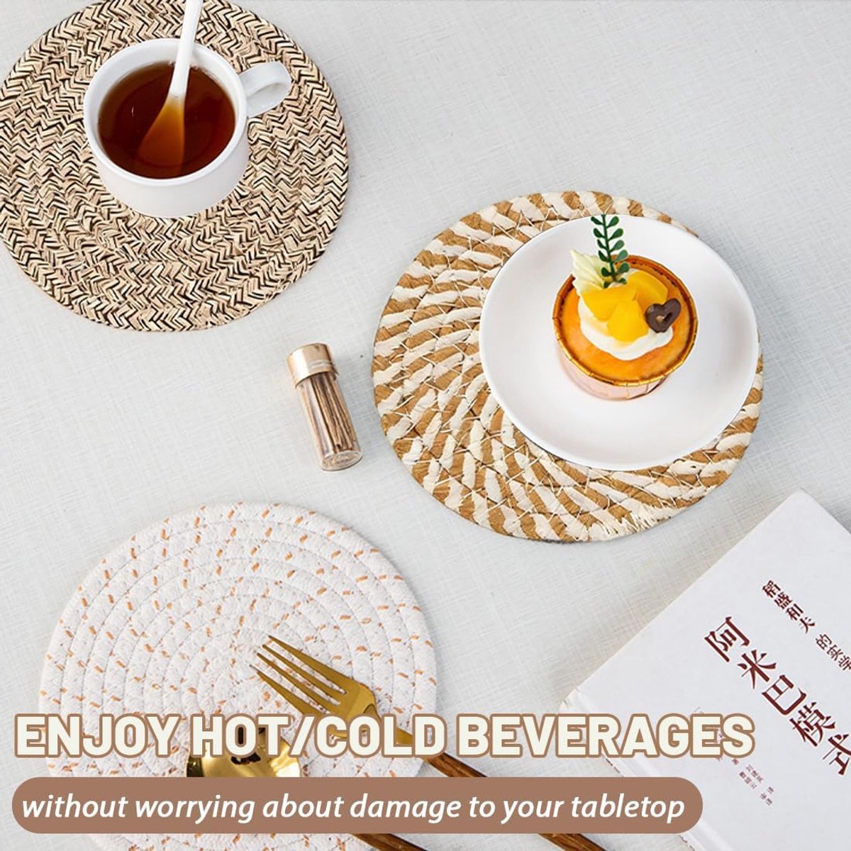 Onderzetters, antislip (11 cm), voor kopjes en bougies, voor verjaardag, keuken en woonkamer, stijlvol decoratief gadget