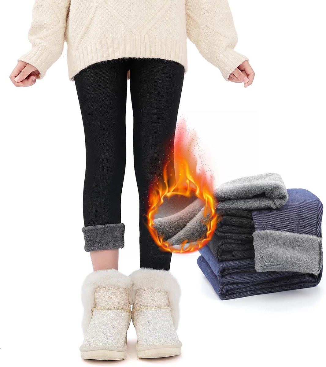 Thermolegging voor meisjes, dikke gevoerde thermische leggings, winter, katoen, warme broek voor kinderen en peuters