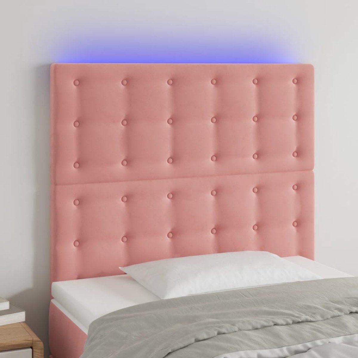 Roze, fluweel, 80 x 5 x 118/128 cm, in hoogte verstelbaar en kleurrijk ledlicht, biedt uitstekende ondersteuning voor de rug bij het lezen of kijken