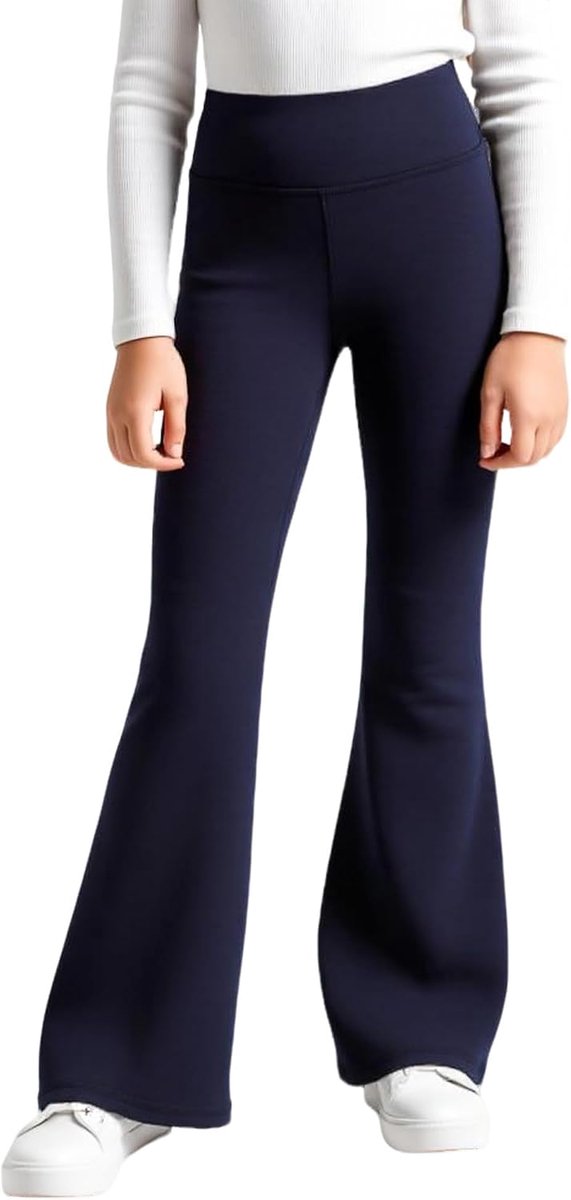 meisjeslegging thermo wijde broek gevoerd uitlopende yogabroek hoge taille ondoorzichtige wijde elastische sportlegging kinderen uitlopende broek dansen hardlopen sportbroek voor 5-12 jaar