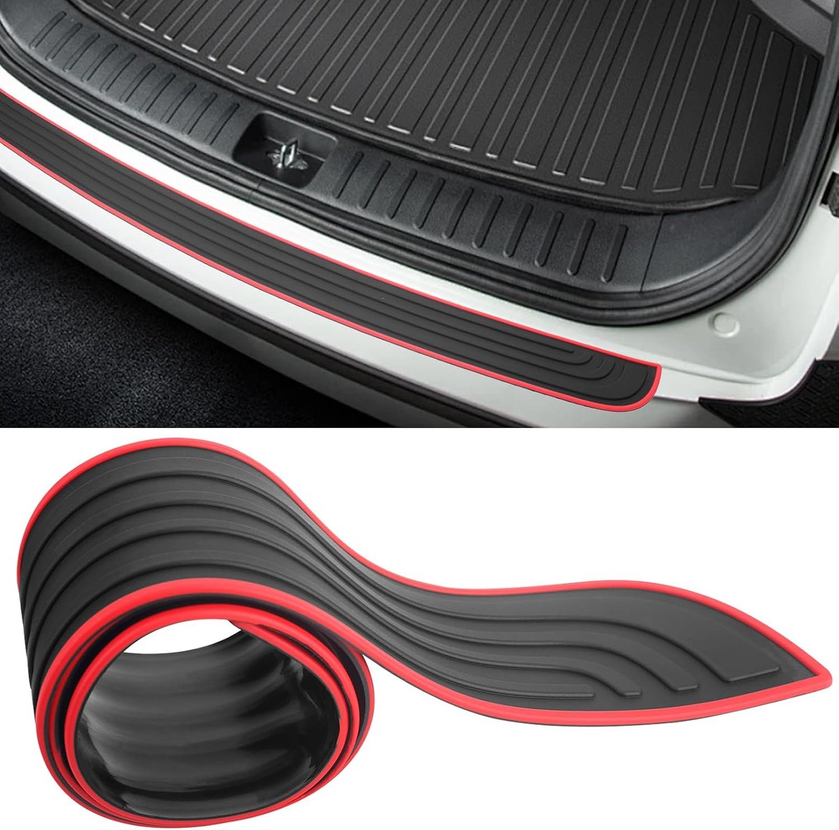 Beschermer voor achterbumper, bumperbeschermstrip, robuuste krasbestendige beschermstrip, universele kofferbakbescherming voor SUV-pick-up, eenvoudig te installeren, zwart exterieuraccessoire (zwart