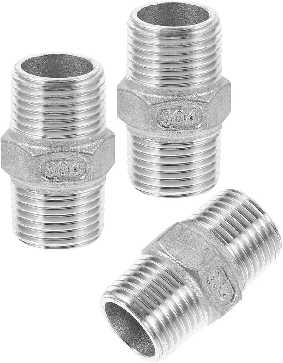 3 Stuks 1/2 Inch Fittingen Dubbele Buitendraad Stevig En Eenvoudig Te Monteren