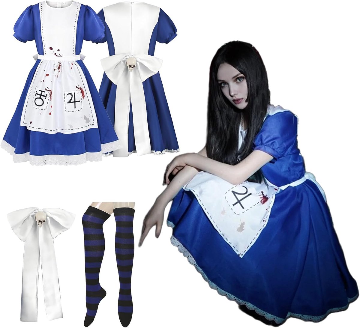 Madness Returns Cosplay Maid Dress, blauwe maid outfit loodstained, cosplay kostuum voor dames, klassiek cosplay Alice kostuum, carnavalskostuum dames, Halloween party