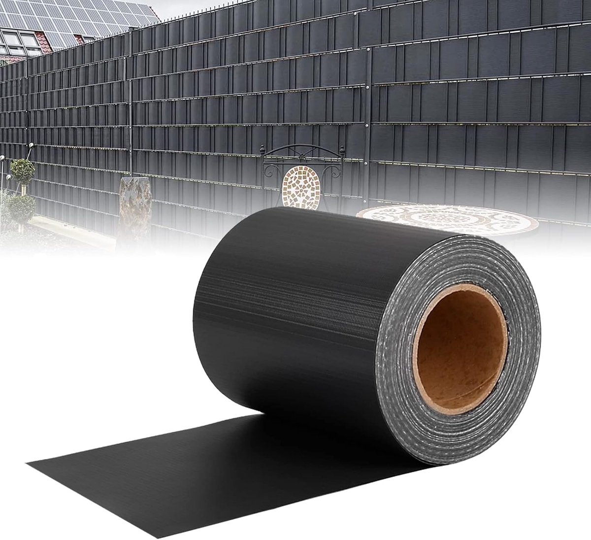 65m x 19cm PVC zichtwerende strip privacy film hekfolie privacy strepen strepen Dubbele staafmattenhek windscherm met 30x bevestigingsclips voor tuinhek, balkon, terras antraciet