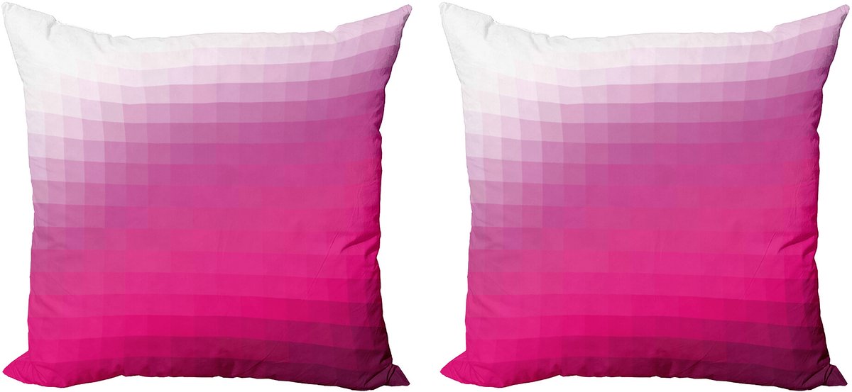 ABAKUHAUS Warm Roze Sierkussenhoes Set van 2, modernes Mozaïek, Modern Accent Dubbelzijdige Digitale Print, 40x40, Donker Paars Roze