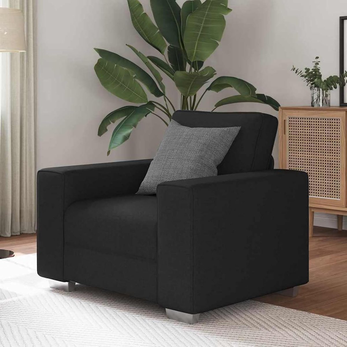 Sofa met kussen, zwart, 100 x 77 x 82 cm, stoffering, zitgroep voor woonkamer, appartement, kantoor, logeerkamer, 4105209